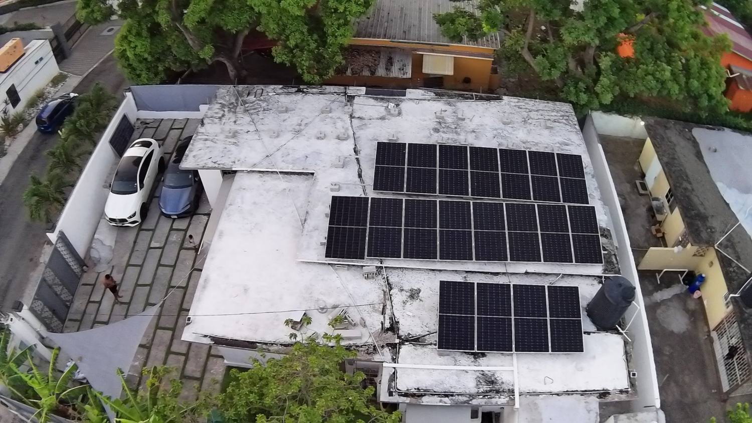 Solar panels on a residential rooftop